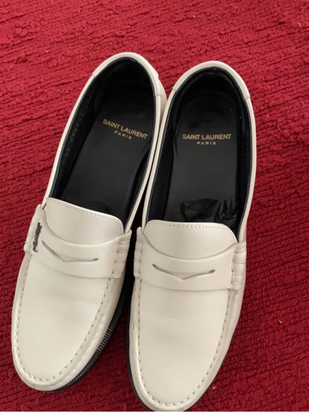 Saint Laurent White Leather Loafers - Picture 2 of 7